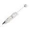 Fishtail Resin & Polymer Clay Pave Rhinestone Ball-Point Pen, Iron Beadable Pen, for DIY Personalized Pen with Jewelry Beads, Beige, 148.5~151x15~19mm