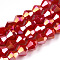 Opaque Solid Color Electroplate Glass Beads Strands, AB Color Plated, Faceted, Bicone, Crimson, 6x5.5mm, Hole: 1mm, about 46~49pcs/strand, 10.04~10.63 inch(25.5~27cm)
