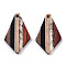 Transparent Resin & Walnut Wood Pendants, with Silver Foil, Rhombus Charm, Silver, 33x20x2~3mm, Hole: 2mm