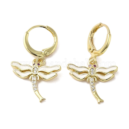Серьги-подвески из латуни со стрекозой EJEW-L268-011G-02-1