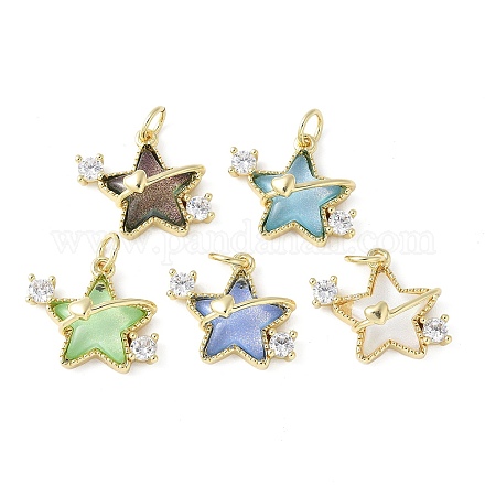 Подвески из латуни микропаве с фианитами и стеклом KK-F892-47G-1