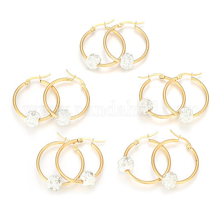 Серьги-кольца из нержавеющей стали 304 EJEW-P096-079-1