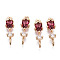 Brass Micro Pave Cubic Zirconia Links Connectors, with Glass, Long-Lasting Plated, Light Gold, Teardrop, Red, 17x5x3.5mm, Hole: 1.5mm