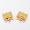 Brass Filigree Box Clasps, with Rhinestone, Rectangle, Golden, 17x18x7mm, Hole: 1.5mm