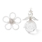 2Pcs 2 Styles Glass Seed Bead Pendants, Flower & Angel, with Alloy Wing and Baking Painted Glass Pearl Round Beads, White, 38x6mm, Hole: 2mm