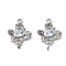 Brass Micro Pave Cubic Zirconia Connector Charms, Butterfly, Cadmium Free & Nickel Free & Lead Free, Platinum, Clear, 19.5x13.5x4mm, Hole: 1.7mm
