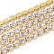 Brass Rhinestone Strass Chains, Rhinestone Cup Chains, Raw(Unplated), Nickel Free, Crystal, 3mm, about 10yards/bundle
