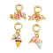 Brass Enamel European Dangle Charms, Large Hole Pendants, Real 18K Gold Plated, Rack Plating, Long-Lasting Plated, Cadmium Free & Lead Free, Mixed Color, Mixed Shapes, 25~30mm, Hole: 5.5mm
