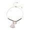 Polyester Tassel & Heart Charm Slider Bracelets for Women, Stainless Steel Color, Inner Diameter: 3/4~2-7/8 inch(1.8~7.2cm)