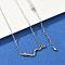 Brass Pave Black Cubic Zirconia Snake Pendant Necklaces, Antique Silver, 16.73 inch(42.5cm)