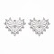 Brass Micro Pave Clear Cubic Zirconia Pendants, Nickel Free, Heart, Real Platinum Plated, 23x25x2.5mm, Hole: 1.5mm