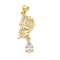Butterfly Rack Plating Brass Micro Pave Cubic Zirconia Pendants, Long-Lasting Plated, Lead Free & Cadmium Free, Real 18K Gold Plated, 28x10.5x4mm, Hole: 3.5x5mm