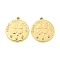 PVD Vacuum Plating 304 Stainless Steel Pendants, with Crystal Rhinestone, Flat Round with Clover & Word Good Luck Always Charms, Real 18K Gold Plated, 20.5x18x1.5mm, Hole: 1.6mm