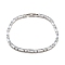 Brass Pave Clear Cubic Zirconia Rectangle & Flat Round Link Bracelets, Nickle Free, Long-Lasting Plated, Platinum, 7-1/4 inch(18.4cm)