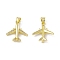Rack Plating Brass Micro Pave Cubic Zirconia Pendants, Cadmium Free & Lead Free, Long-Lasting Plated, Airplane Charm, Real 18K Gold Plated, 19x17.5x3.5mm, Hole: 4x3.5mm