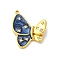 304 Stainless Steel Enamel Pendants, with Rhinestone, Butterfly Charm, PVD Vacuum Plating, Real 18K Gold Plated, Marine Blue, 23.5x19.5x4.5mm, Hole: 1.5mm