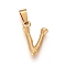 304 Stainless Steel Pendants, Bamboo Style, Letter, Ion Plating(IP), Real 18K Gold Plated, Letter.V, 19.5x12x3mm, Hole: 3x7mm