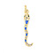 Brass Micro Pave Cubic Zirconia Enamel Pendants, with Jump Ring, Snake, Real 18K Gold Plated, Dodger Blue, 26x6x4mm, Hole: 3mm