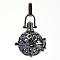 Rack Plating Brass Cage Pendants, Nickel Free, For Chime Ball Pendant Necklaces Making, with Rhinestone, Hollow Round with Snowflake, Gunmetal, 29x25x20mm, Hole: 3x7mm, inner measure: 17mm