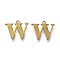 PVD Vacuum Plating  304 Stainless Steel Charms, Laser Cut, Alphabet, Antique Bronze, Letter.W, 12x14x0.8mm, Hole: 1mm