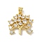 Brass Micro Pave Cubic Zirconia Pendants, Cadmium Free & Lead Free, Tree Charms, Real 18K Gold Plated, 20.5x22x4mm, Hole: 5x4.5mm