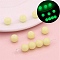 Luminous Glass Glow in the Dark Beads, Round, Champagne Yellow, 6mm, 20pcs/bag