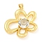 Rack Plating Brass Pendants, with Glass, Long-Lasting Plated, Cadmium Free & Lead Free, Flower Charms, Clear, 30.5x30.5x7.5mm, Hole: 4x3mm