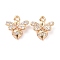 Brass Micro Pave Clear Cubic Zirconia Charms, Cadmium Free & Lead Free, Bee, Real 14K Gold Plated, 11.5x10x3mm, Hole: 1.2mm