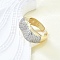 Brass Micro Pave Clear Cubic Zirconia Cuff Rings for Women, Cadmium Free & Lead Free, Heart, Platinum & Golden, 10.5mm, Inner Diameter: Adjustable