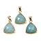 Natural Amazonite Pendants, with Golden Tone Brass Findings, Triangle, Faceted, 14x11.5x4.5mm, Hole: 2.5x3.5mm