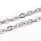 Tarnish Resistant 304 Stainless Steel Cable Chains, Flat Oval, Unwelded, Stainless Steel Color, 5x3.5x1mm