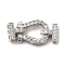 Brass Micro Pave Clear Cubic Zirconia Fold Over Clasps, U-Shaped, Platinum, 21x10.5x4mm, Hole: 2x2mm