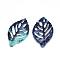 Cellulose Acetate(Resin) Pendants, Leaf, Slate Blue, 38.5x22x2.5mm, Hole: 1.5mm