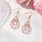 304 Stainless Steel Dangle Earrings, with Glass, Teardrop, Golden, Violet, 58x23.5mm