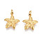 304 Stainless Steel Charms, with Jump Ring, Starfish Charm, Ion Plating(IP), Real 18K Gold Plated, 13.5x11.5x2.5mm, Hole: 2.5mm