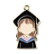 Graduation Theme Alloy Enamel Pendants, Light Gold, Girl, 30x19x1.5mm, Hole: 1.8mm