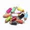 Resin Pendants, for DIY Jewelry Making, with Iron Findings, for DIY Jewelry Making and Crafting, Crayon, Mixed Color, 23~25x7.5mm, Hole: 1.8mm