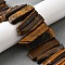 Natural Tiger Eye Beads Strands, Rectangle, Top Drilled, 22~60x6~14x6~9mm, Hole: 1.5~2mm, about 17~22pcs/strand, 7.48''~8.07''(19~20.5cm)