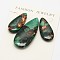 Assembled Synthetic Dyed Malachite and Bronzite Pendant Sets, teardrop, Dark Green, 35~50x15~20x6~7mm, Hole: 1.5mm