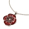 Alloy Poppy Flower Pendant Necklaces, with Rhinestone and Enamel, FireBrick, Jet, 16.29 inch (414mm)