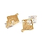 Brass Clear Cubic Zirconia Rhombus Tree of Life Connector Charms, Long-Lasting Plated, Nickel Free, Real 18K Gold Plated, 18.5x12x6mm, Hole: 1mm