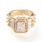 Adjustable Brass Micro Pave Clear Cubic Zirconia Cuff Rings, Open Rings, Long-Lasting Plated, Rectangle, Golden, US Size 7 1/4(17.5mm)