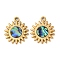 304 Stainless Steel Natural Paua Shell Pendants, Sun Charms, Ion Plating(IP), Real 18K Gold Plated, 20.5x17.5x2mm, Hole: 1.6mm