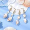 Alloy & Natural Shell & Synthetic Turquoise Beaded Dangle Earrings, Golden, Tortoise & Starfish, Golden, 75x14mm