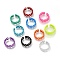 Spray Painted Brass Cuff Rings, Open Rings, Rectangle, Mixed Color, US Size 7 1/4(17.5mm)