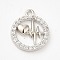 Brass Micro Pave Cubic Zirconia Pendants, Lead Free & Cadmium Free, Long-Lasting Plated, Real 18K Gold Plated, Heart Charm, Platinum, 14x12x2mm, Hole: 1.2mm