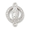 Rack Plating Brass Micro Pave Clear Cubic Zirconia Religion Virgin Mary Connector Charms, Long-Lasting Plated, Lead Free & Cadmium Free, Platinum, 17.5x12.5x2.2mm, Hole: 1.6mm