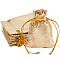 60Pcs Organza Drawstring Bags, Rectangle, Gold, 7x5cm