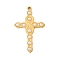 304 Stainless Steel Pendants, Cross, with ABS Plastic Pearl, Ion Plating(IP), Golden, 32x20.5x3mm, Hole: 1.8mm