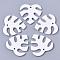 Spray Painted Wood Big Pendants, Laser Cut Wood Shapes, Leaf, White, 35x35x2.5mm, Hole: 2mm